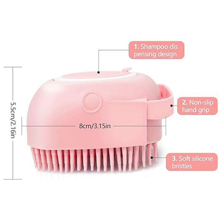 Dog Cat Bath Brush Comb Silicone Rubber Dog  Puppy Massage Brush Hair Fur Grooming Cleaning Brush Soft Shampoo Dispenser