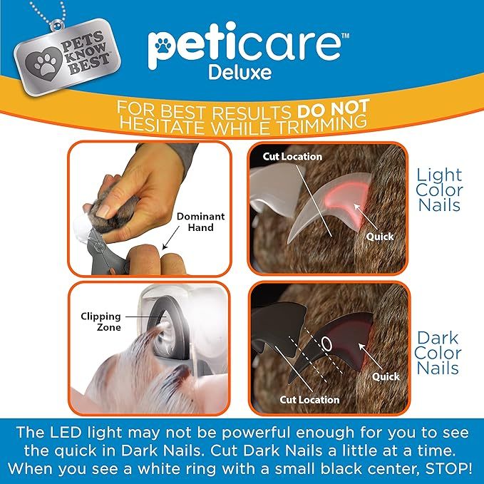 Allstar Innovations PetiCare LED Light Pet Nail Clipper- Great For Trimming Cats & Dogs Nails & Claws, 5X Magnification That Doubles As A Nail Trapper, Quick-Clip, Steel Blades