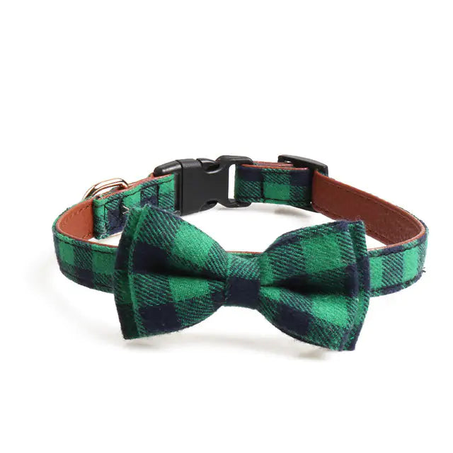 Plaid Bowknot Pet Necklace