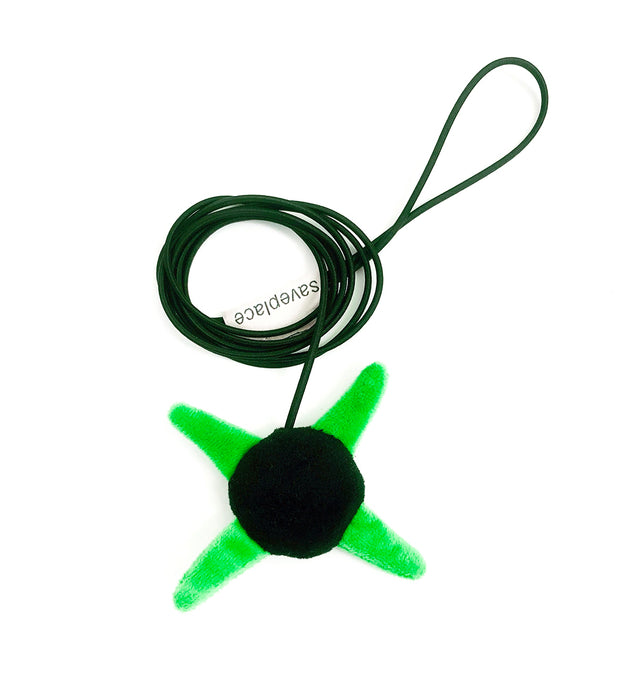 NINJA Saveplace® plush cat toy with long gummy string