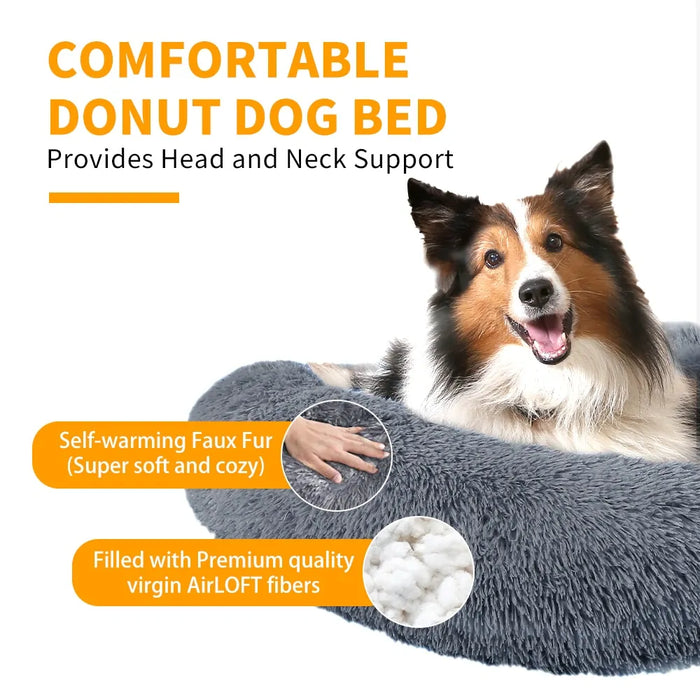 Round Long Plush Dog Beds for Large Dogs