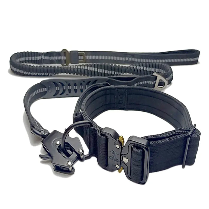 Adjustable Nylon Tactical Dog Collar and Leash